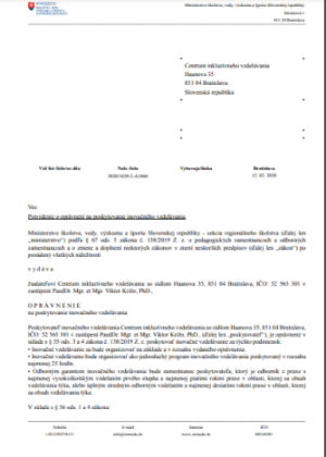 Rozhodnutie o akreditacii