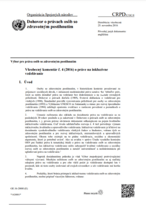 Vseobecny komentar o prave na inkluzivne vzdelavanie Vseobecny komentar o prave na inkluzivne vzdelavanie
